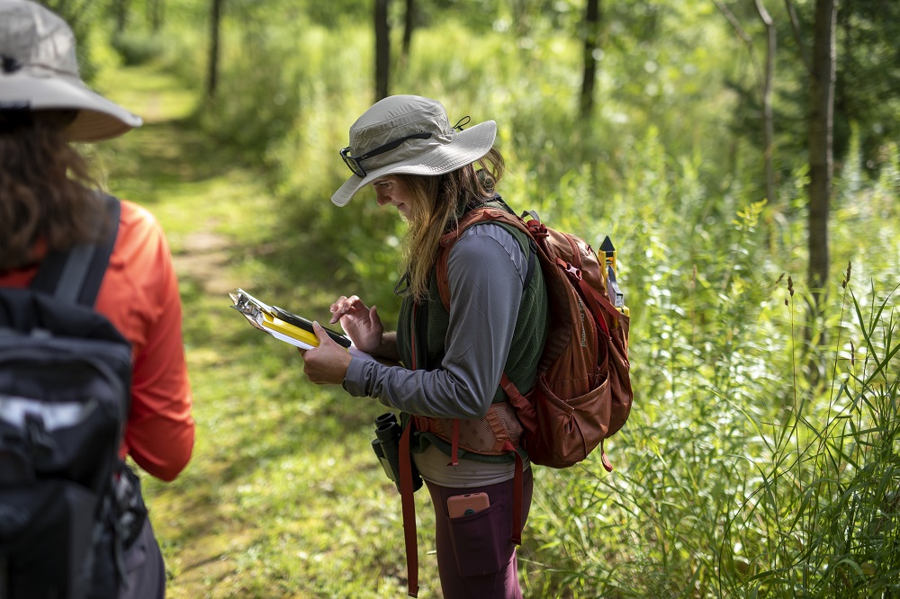 Environmental students surveying the land
