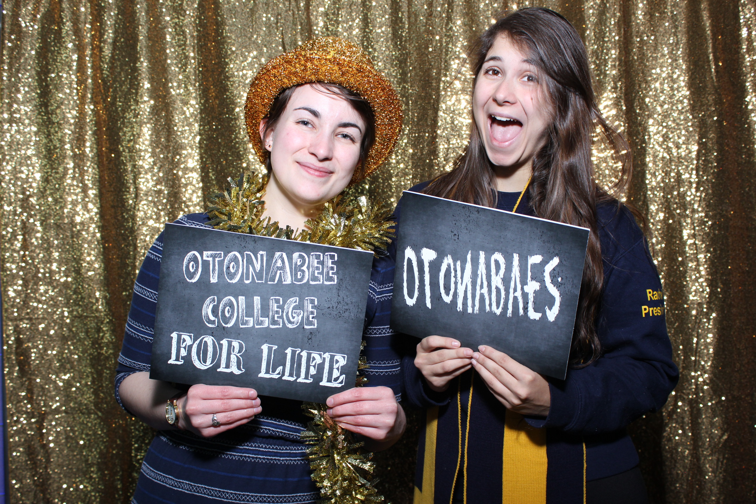Image of an Otonabee College student with the college Mascot