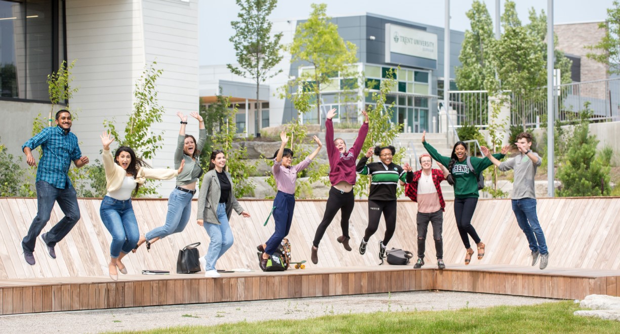 A group of students jumping
