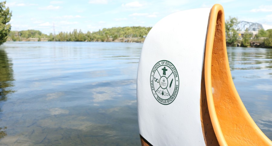 Canoe on a lake